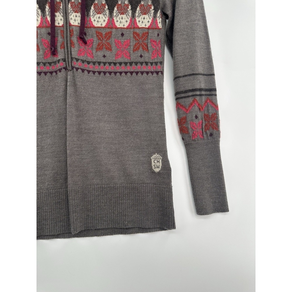 SmartWool Sweater Women's S Brown Black Hooded Half Zip Wool Pullover - Picture 4 of 8